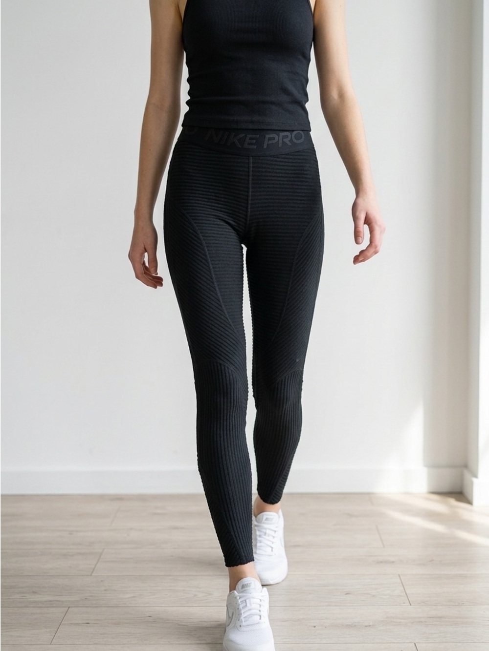 Nike Ribbed High Waist Leggings with Built-In Shorts | Size XS